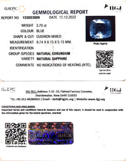 3.70/CT Natural Blue Sapphire with Govt Lab Certificate-BLUSA9U